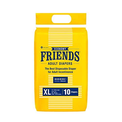 Friends Adult Diapers (Extra Large) White Anti-Bacterial Absorbent Core, 10s PACK