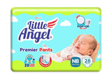 Little Angel Premier Pants Baby Diapers, New Born (NB) Size, 28 Count with Wetness Indicator, up to 5 Kg